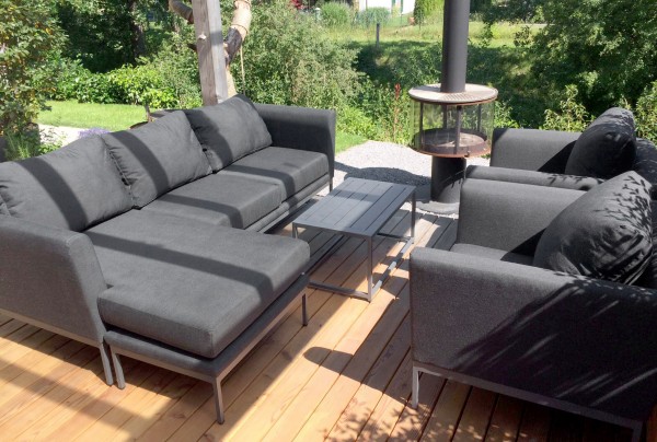 Brooks outdoor sofa + 2 armchairs in anthracite