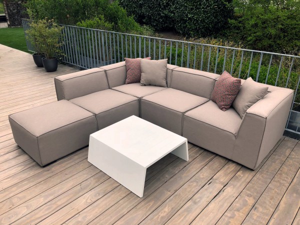 Agnes garden lounge made of fabric in sand brown