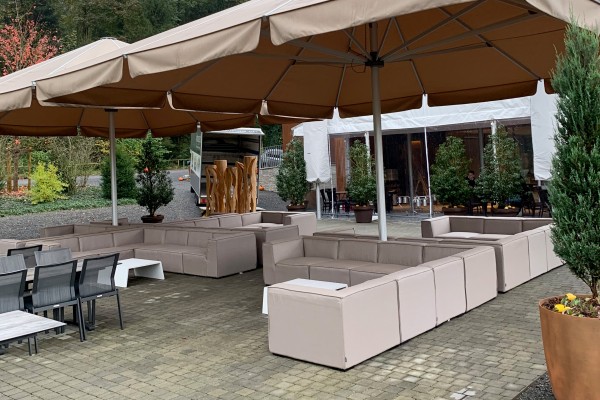 Lounge de jardin Bormeo en brun sable