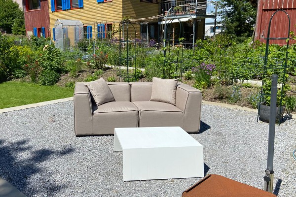 Lounge de jardin Amira en tissu Sunbrella brun sable
