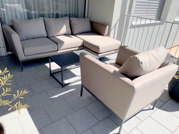 Adora outdoor sofa + 1 armchair in sand brown