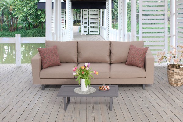 Sanja 3-seater garden lounge sofa in sand brown