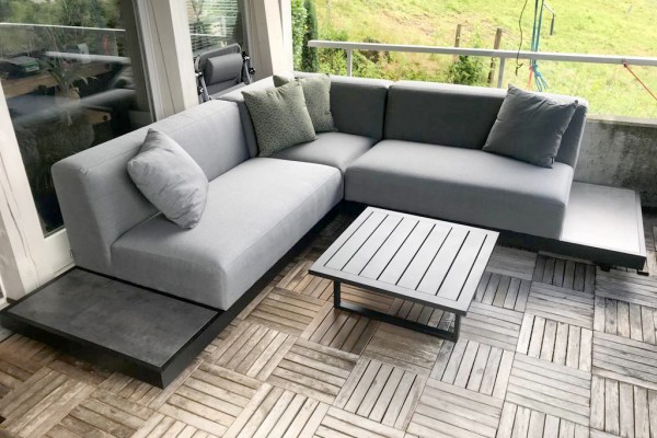 Torontino fabric garden lounge set in grey