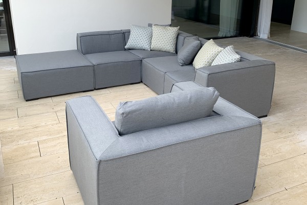 Agnes garden lounge made with grey fabric