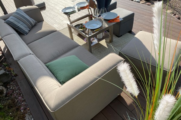 Lounge de jardin Adriane en Sunbrella en brun sable