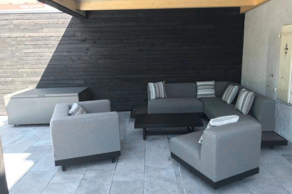 Torontino fabric garden lounge set in grey