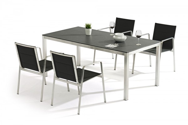 Jenna table set 180 - 4 Lalena chairs in black