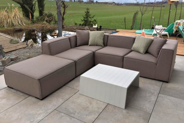 Salvador garden lounge made of fabric in sand brown
