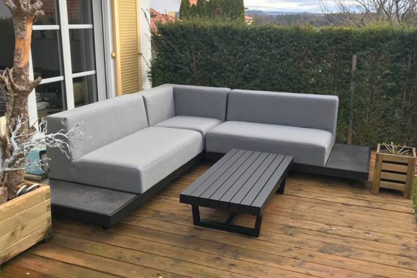 Buena Stoff Garten Lounge Set in Grau
