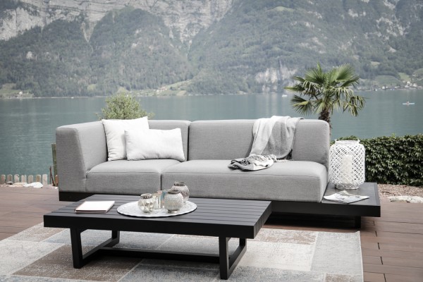 Memphis outdoor sofa, left-hand version, in grey