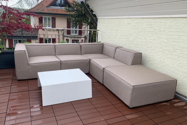 Lounge de jardin Salvador en tissu brun sable