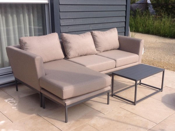Adora outdoor sofa + 1 armchair in sand brown
