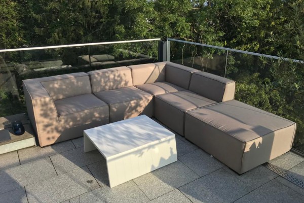 Lounge de jardin Salvador en tissu brun sable