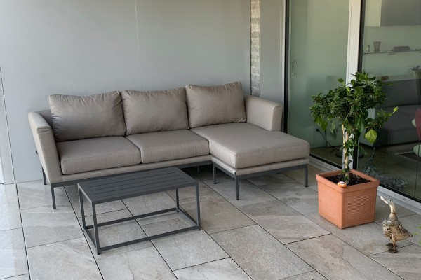 Lounge de jardin Adora à droite en gris