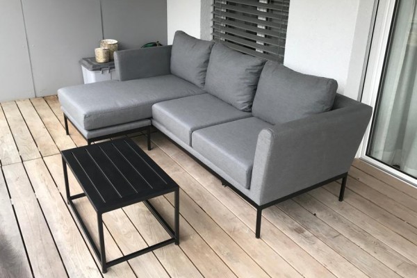Brooks garden lounge, left-hand version, in grey