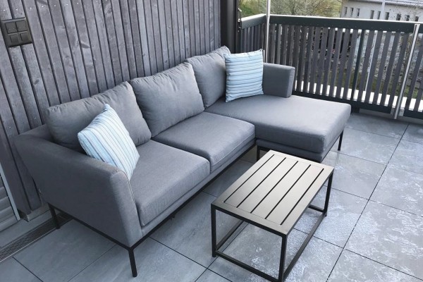 Brooks garden lounge, left-hand version, in grey