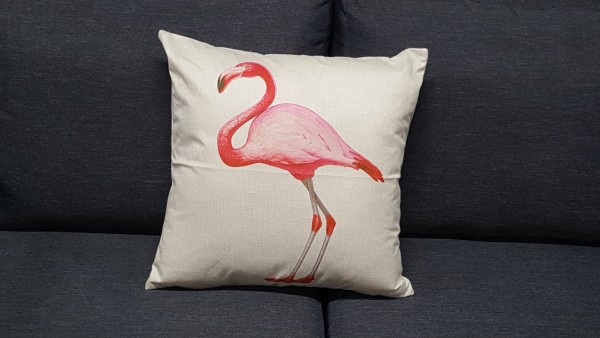 Decorative pillow with flamingo