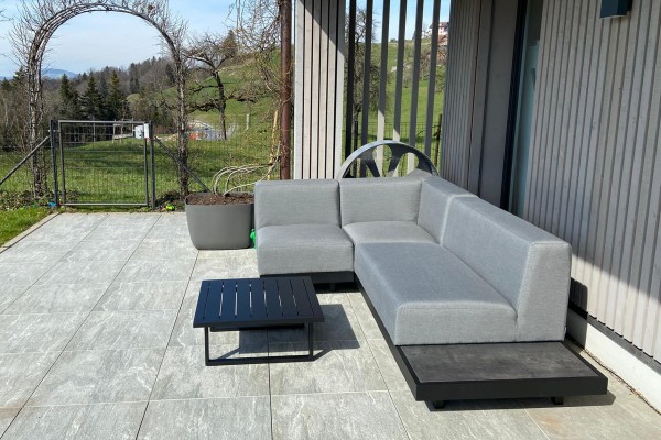 Sacramento garden lounge, left-hand version, in grey