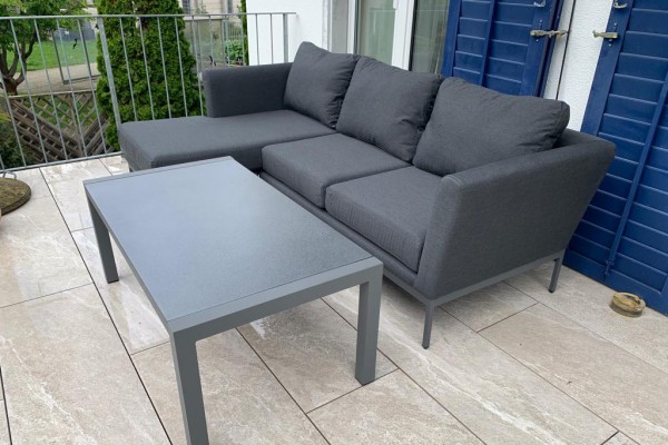 Brooks garden lounge, right-hand version, in anthracite
