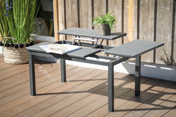 Moon lounge table with functional frame in grey