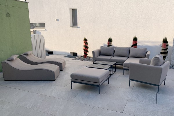 Lounge de jardin Adora à droite en gris