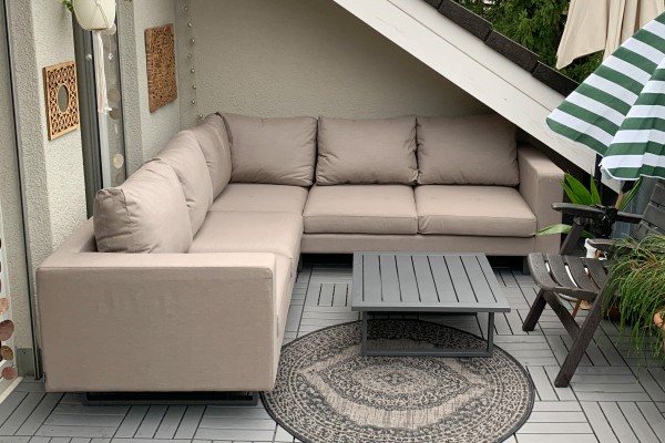 Lounge de jardin d&#039;angle Marisol en brun sable