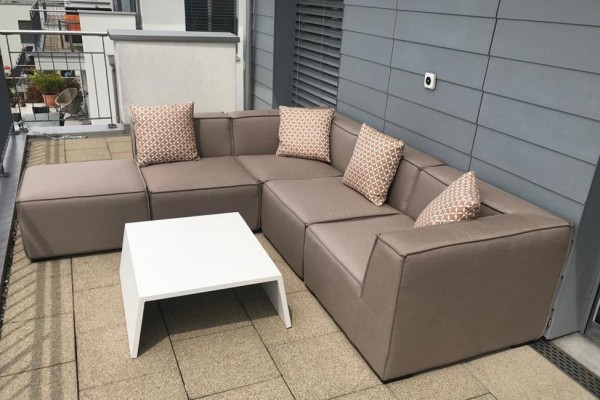 Agnes garden lounge made of fabric in sand brown